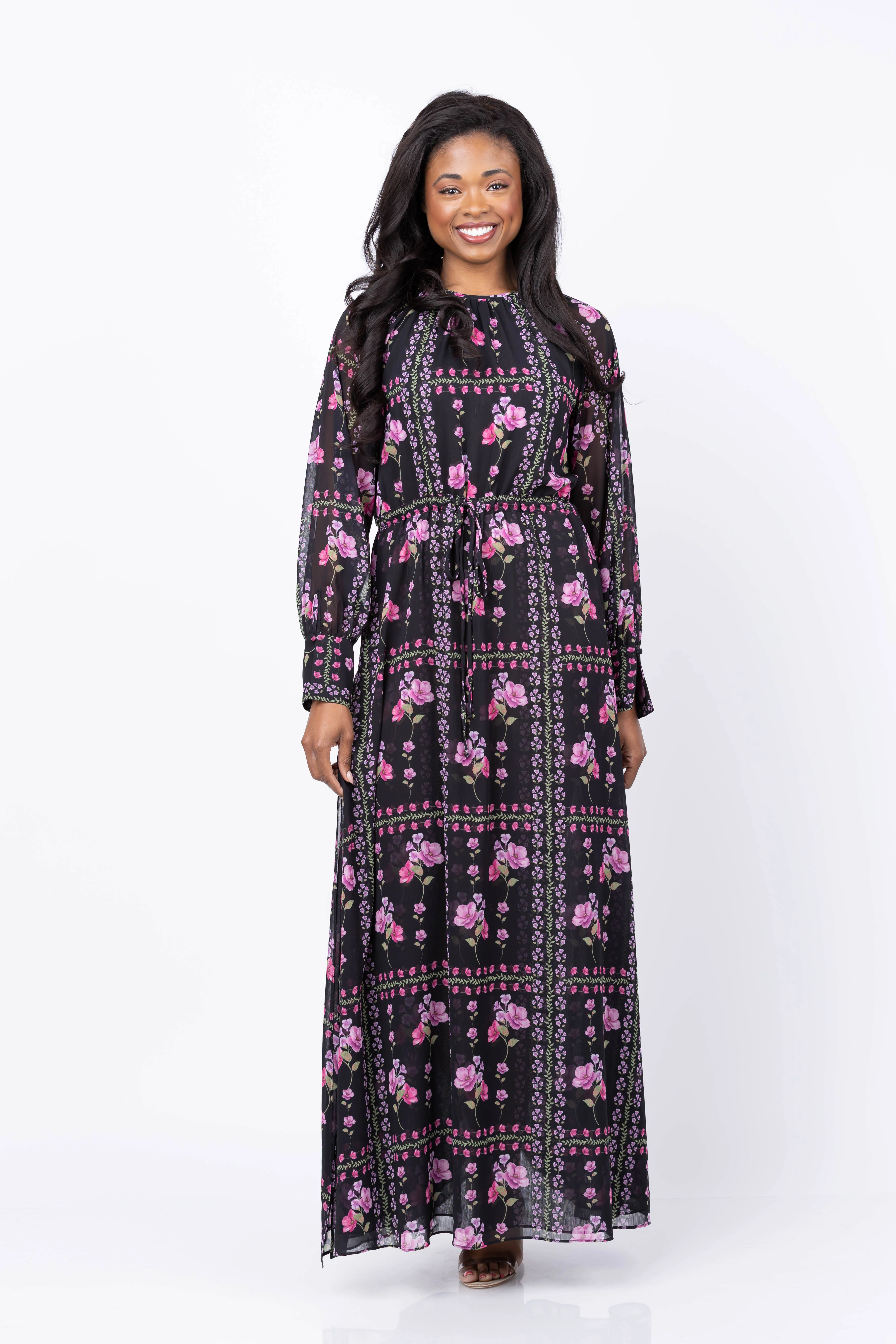 Smooth MISA Los Angeles Moira Dress in Midnight Lattice Chiffon Reliable