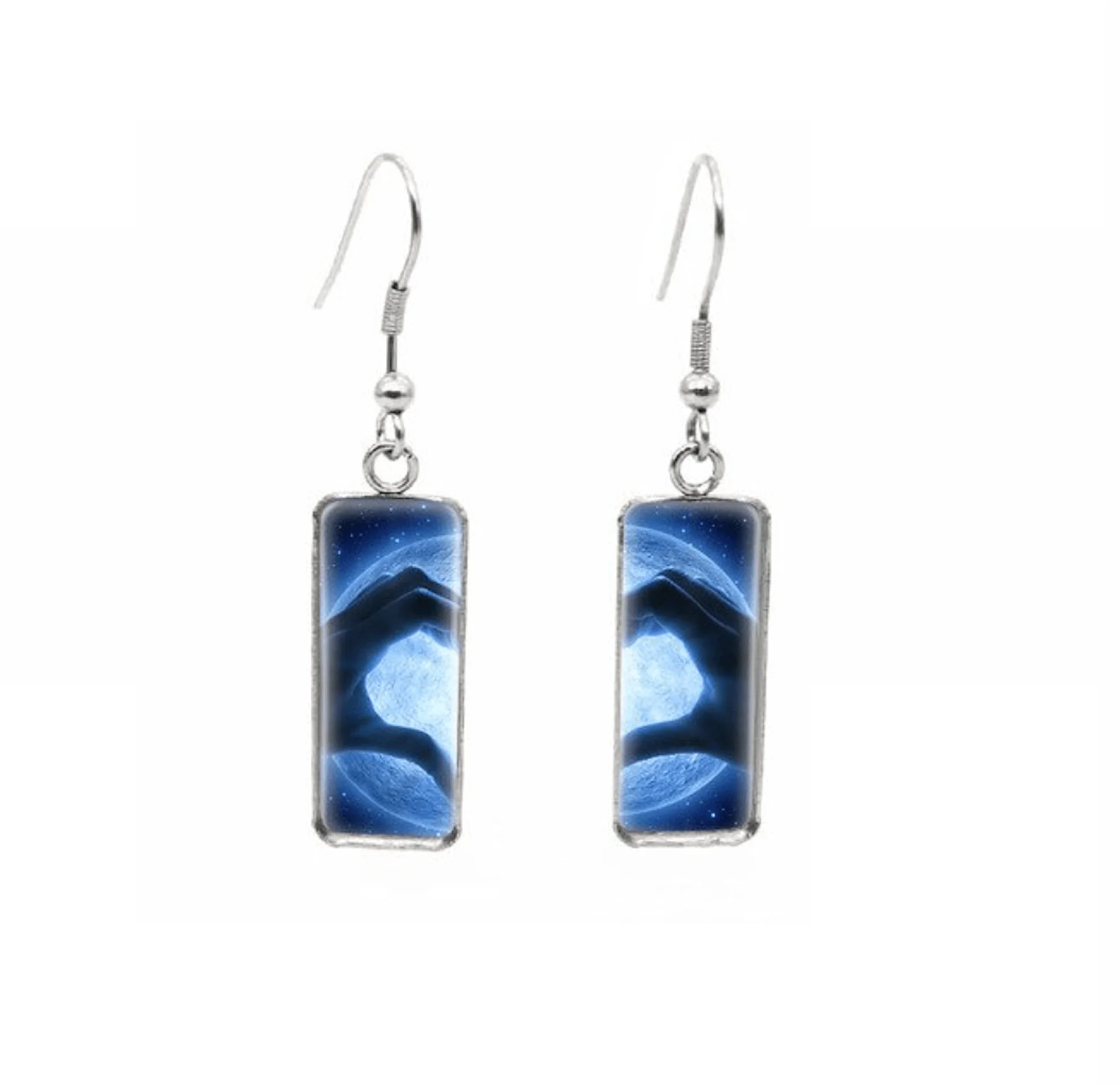 Authentic Don't AsK Rectangular Art-Print Drop Earrings – Default Title – Lightweight Dangle Earrings for Women Smart