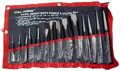 Healthy 14 Piece Heavy-Duty Mechanic's Steel Metal Punch and Chisel Tool Set High-Quality