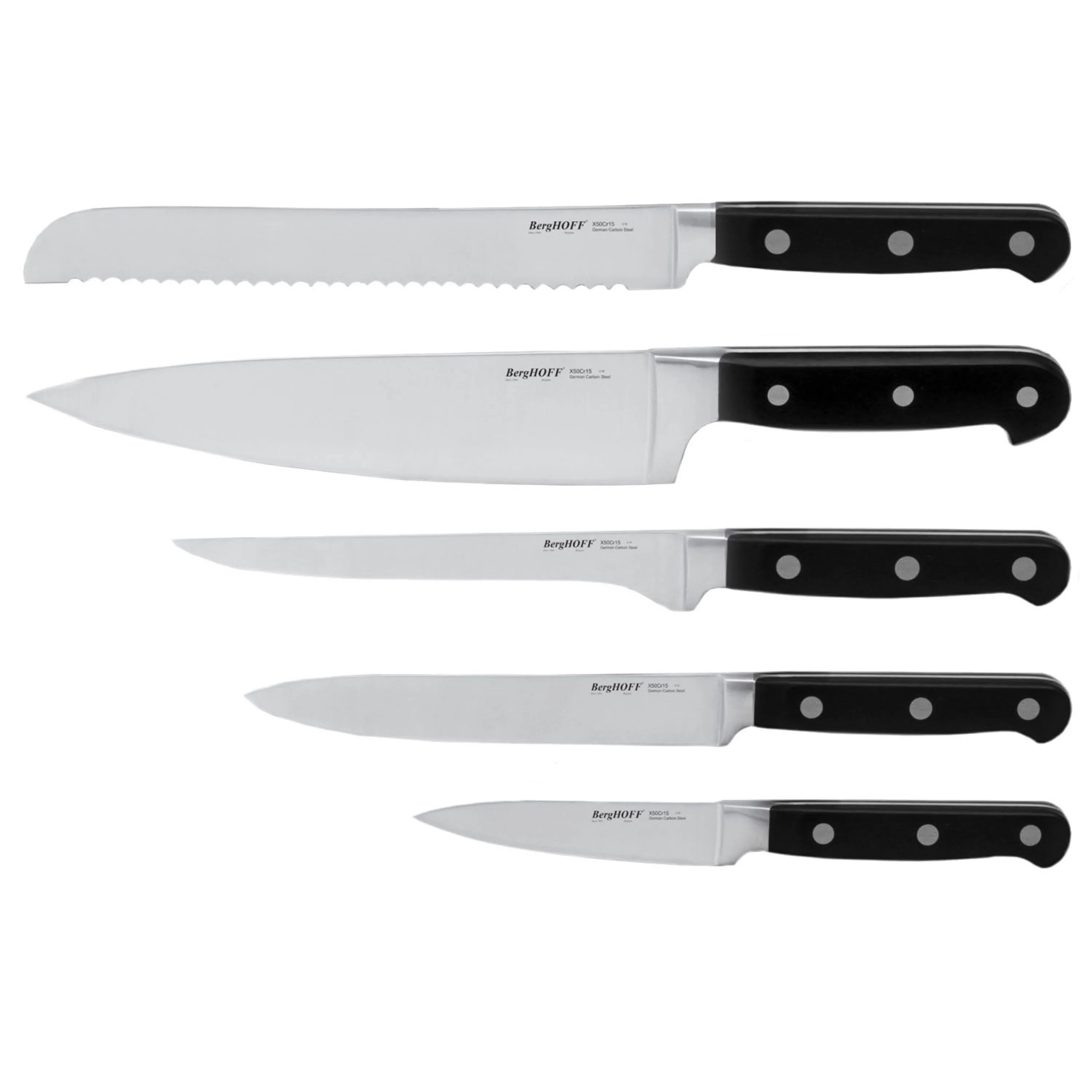 Prestigious BergHOFF Essentials Contempo 5Pc Stainless Steel Knife Set Safe