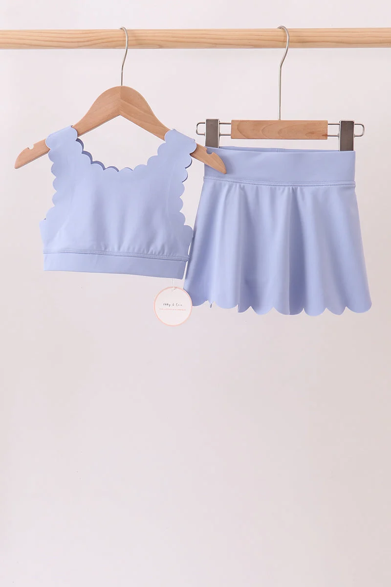 Excellent Violet Scalloped Yoga Skorts Set Unique