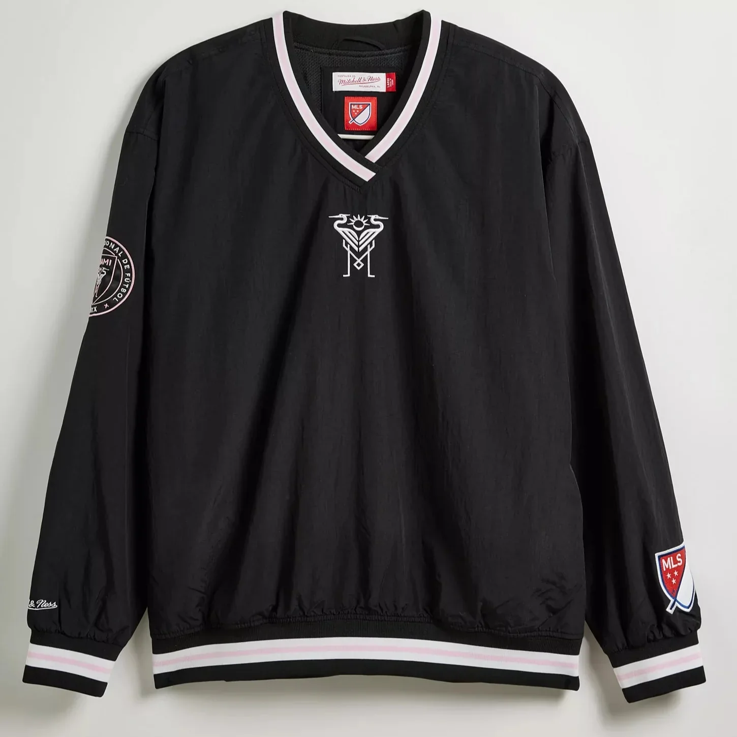 Top-Quality Mitchell Ness Men's Mls Classic Nylon Pullover Current Logo Miami Cf Pullovers Healthy