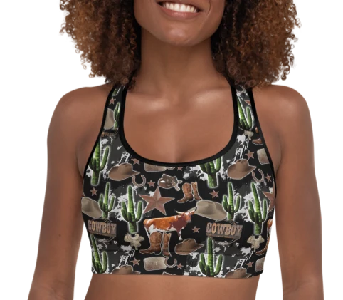 Next-Generation Cowboy Collage Sports Bra Reliable