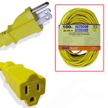 Recyclable 100 Foot Yellow 12 Gauge Wire 12-3 Power Cord Electric Electrical Extension Responsible