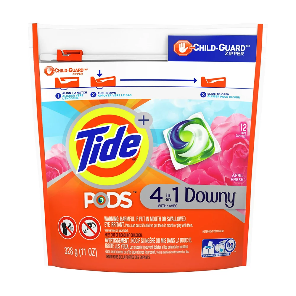 Environmentally Friendly Tide Plus 4-In-1 Downy Detergent Pods April Fresh 12 Ea Traditional