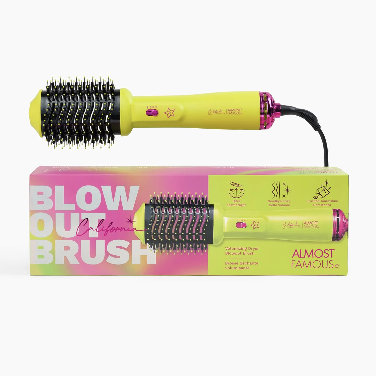Certified Almost Famous Blowout Brush 2inOne Volumizing Blowout Dryer - Yellow High-Performance