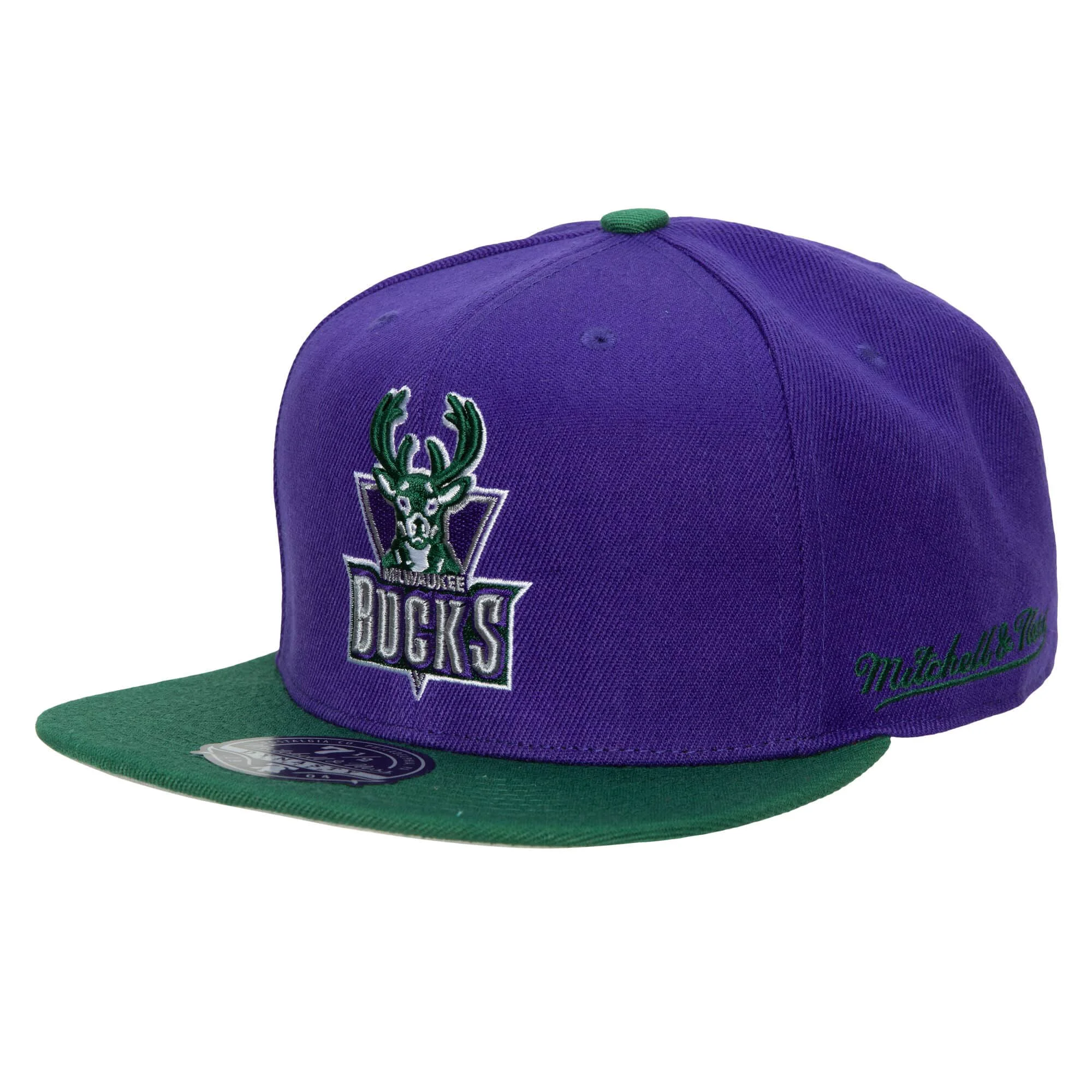 World-Class Mitchell Ness Men's NBA Milwaukee Bucks Team Side Fitted Fitted Caps Reusable