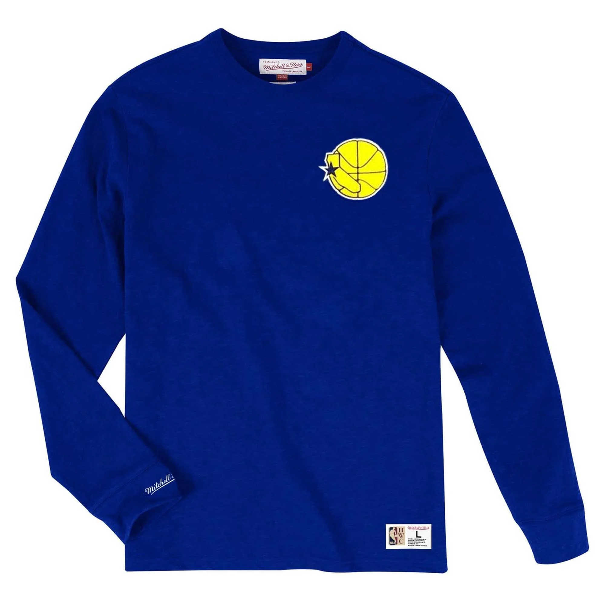 Comfortable Mitchell Ness Men's NBA Golden State Warriors Slub Longsleeve Tee Long Sleeve Shirts Efficient
