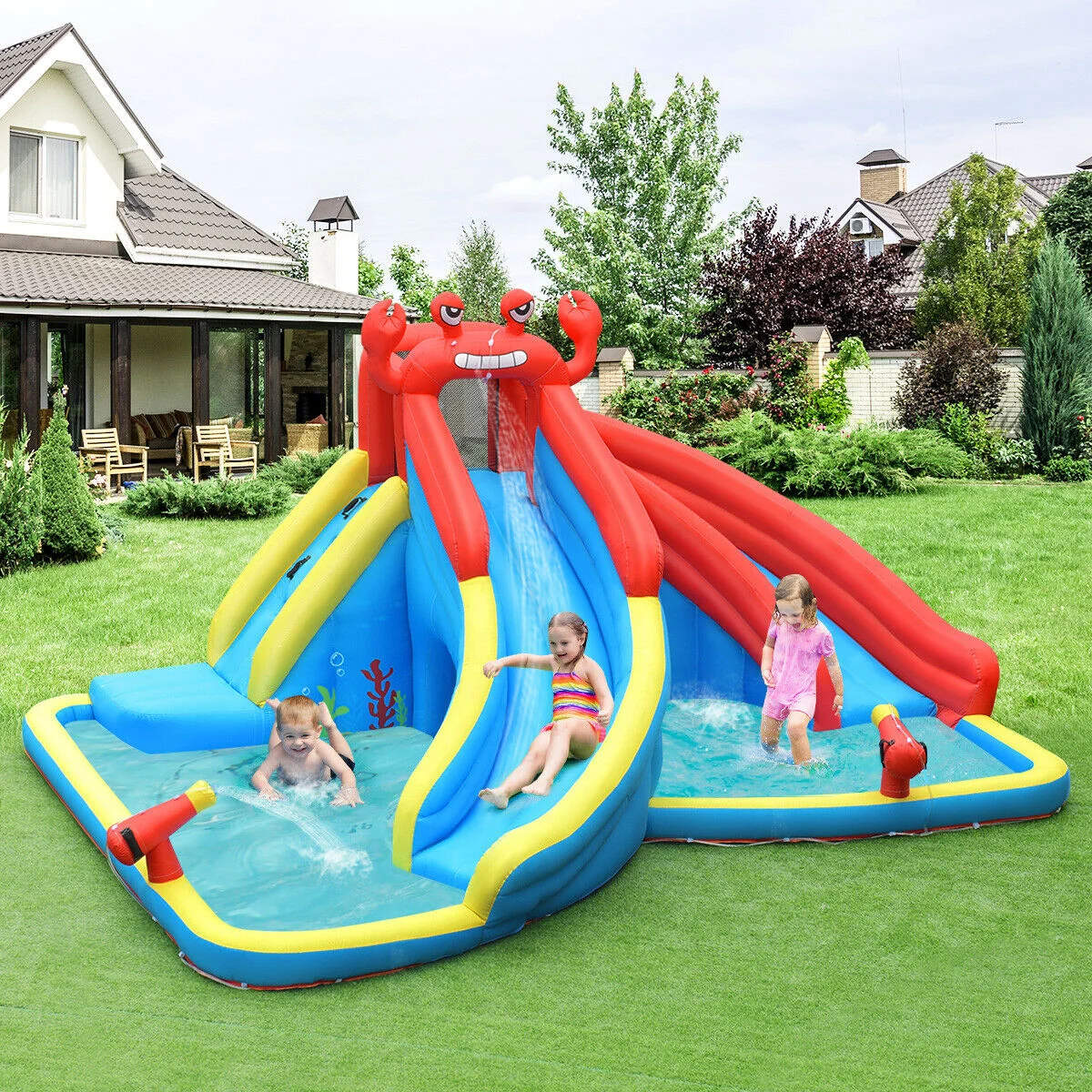 Contemporary Premium Inflatable Kids Blow Up Pool With Slide Flexible