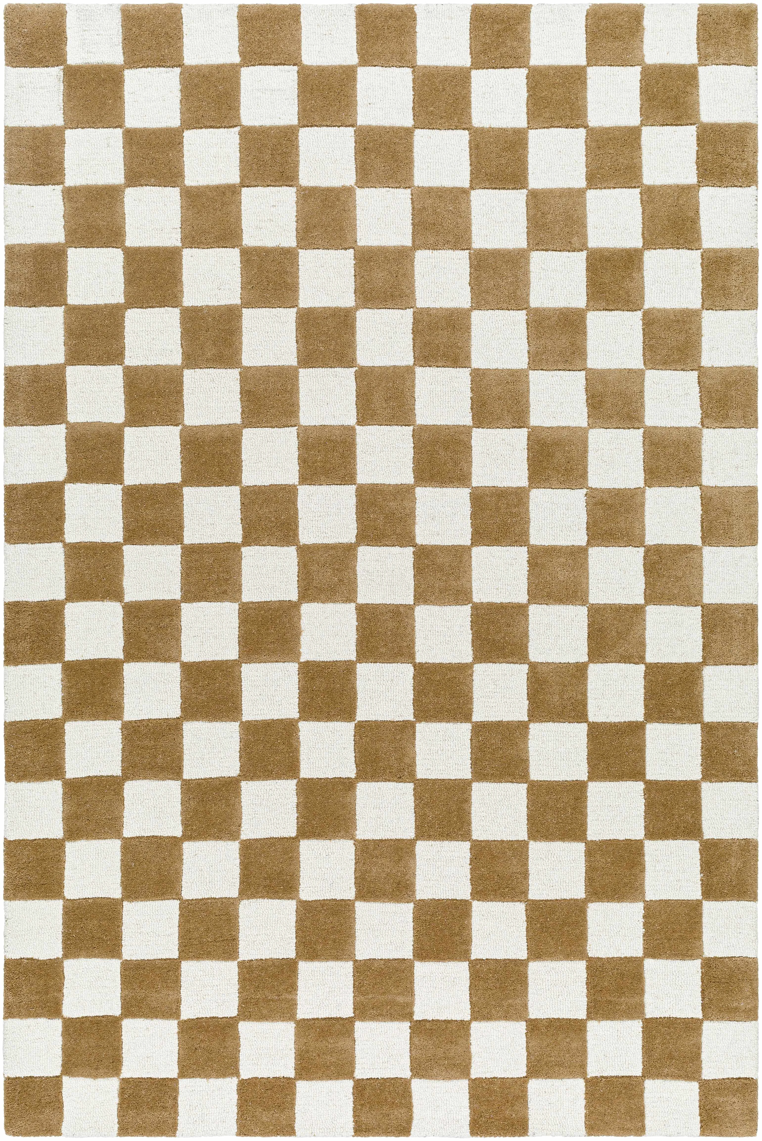 Soft Timin Camel Checkered Area Rug - Luxury