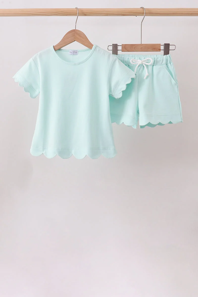 Advanced Mint Scalloped Shorts Set Quality
