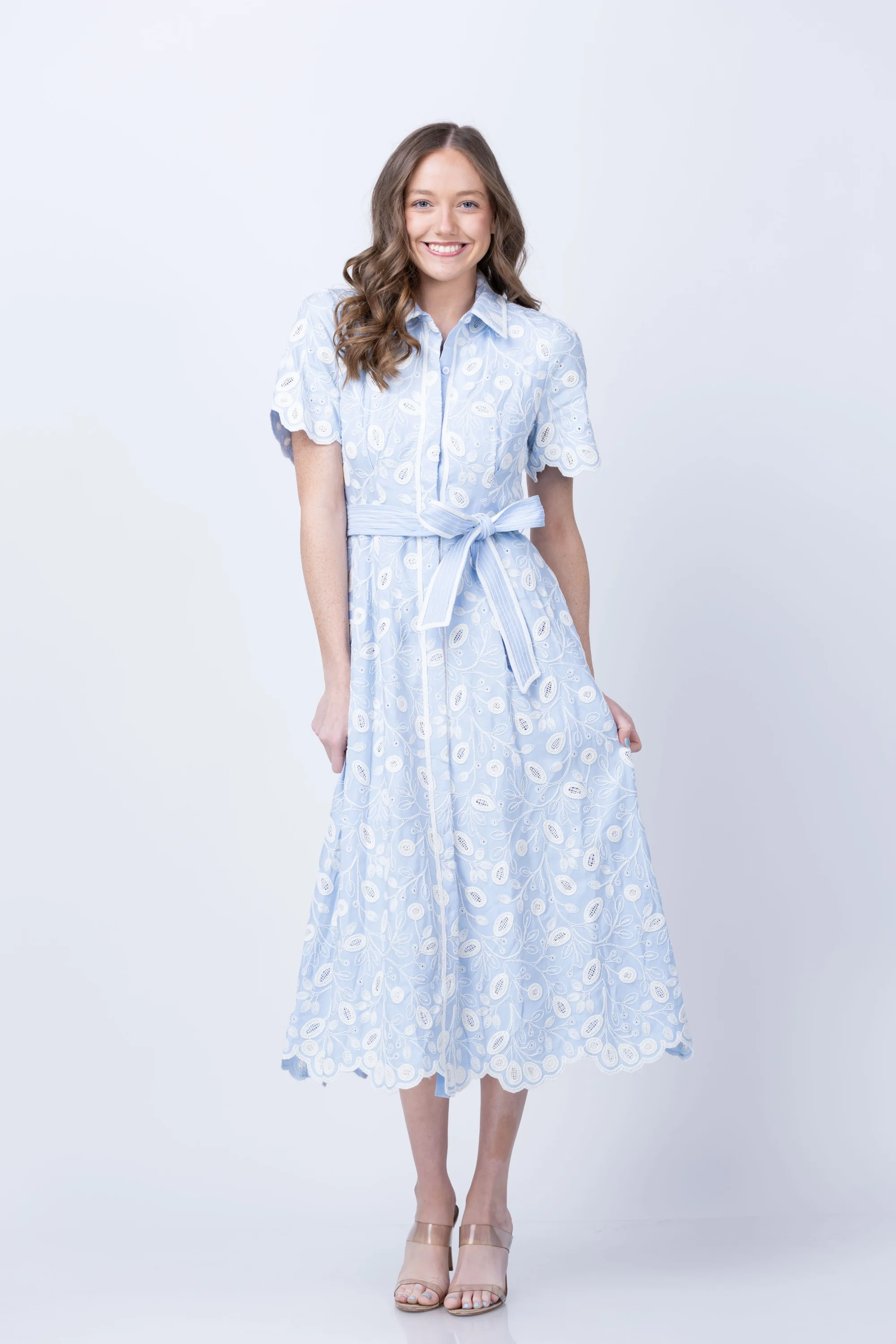 Trendy Simkhai Audria S S Belted Midi Dress in Tidepool Multi Original Design