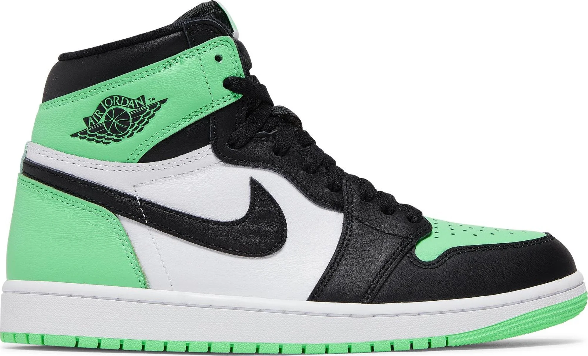 Breathable Air Jordan Men's Retro 1 High Og 'Green Glow' Sneakers Eco-Friendly