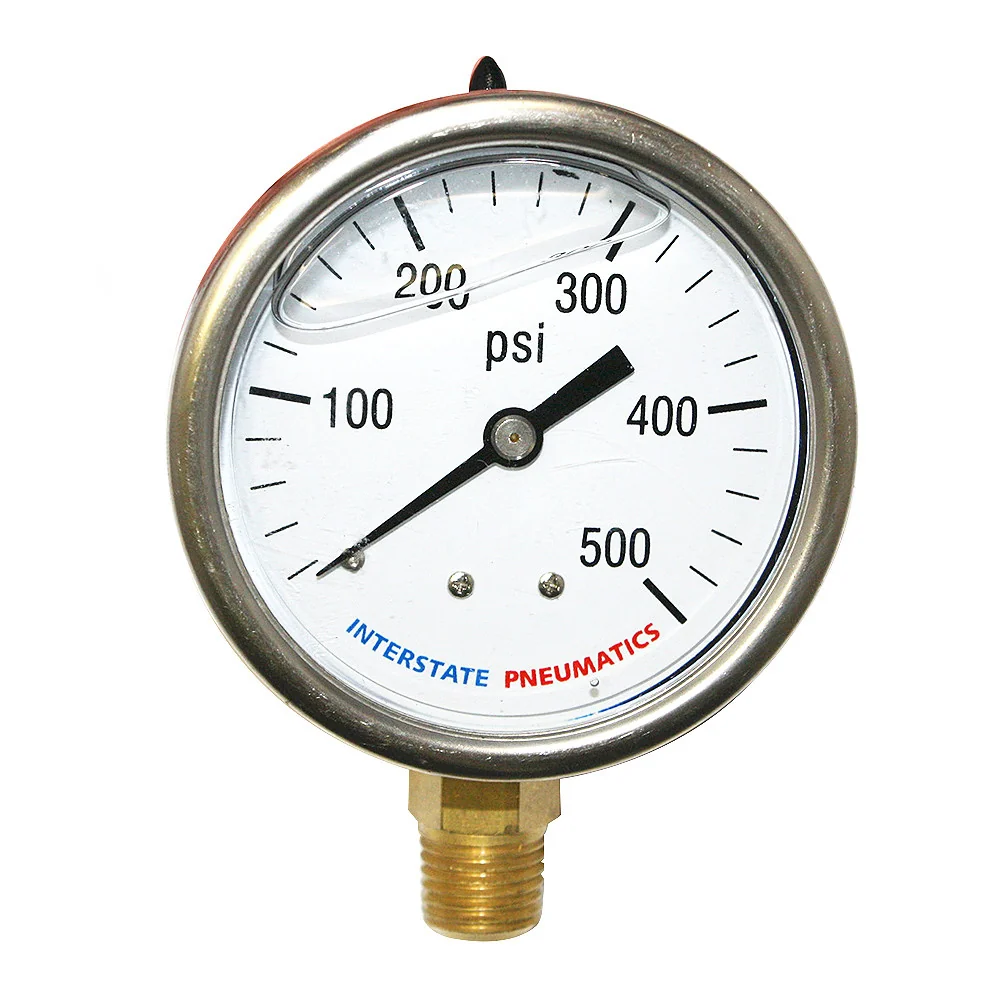 Detailed 0-500 PSI Oil Filled Pressure Gauge Premium Material