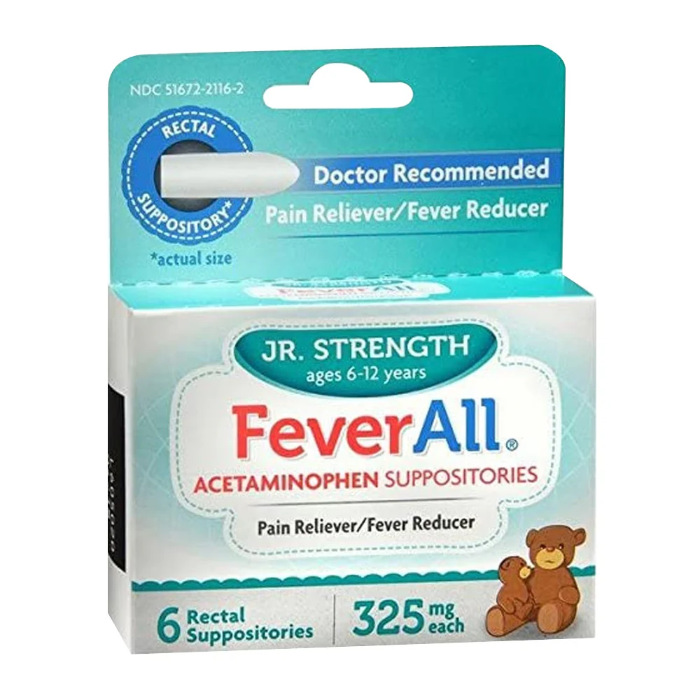 Next-Generation Fever All Acetaminophen 325mg Jr Strength Rectal Suppositories 6 Ea Pure