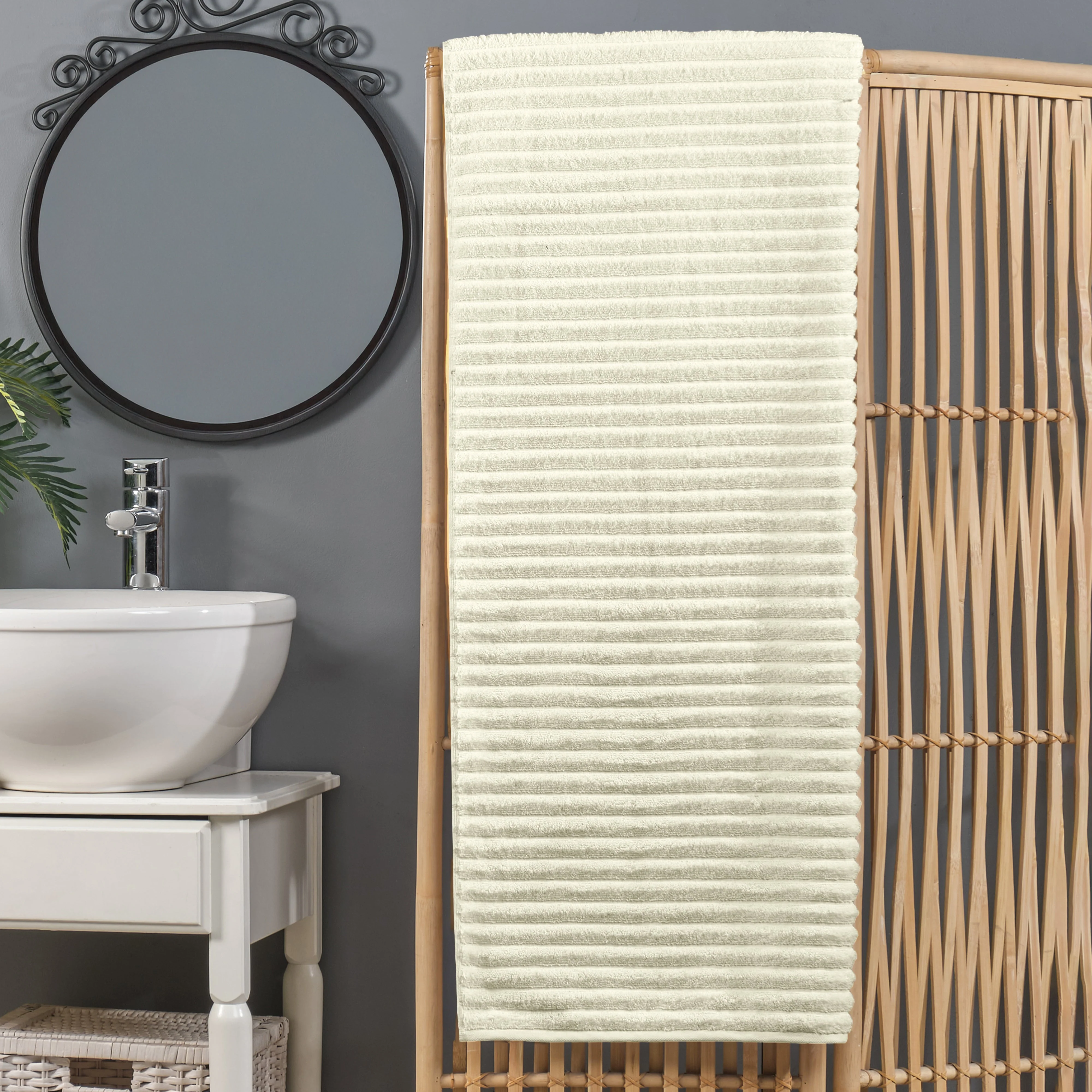 Eco-Friendly Elegant Comfort 1-Piece Premium Turkish Cotton Corduroy Stripe Oversized Bath Sheet Towel 40 x 80 Inch Easy-to-Use