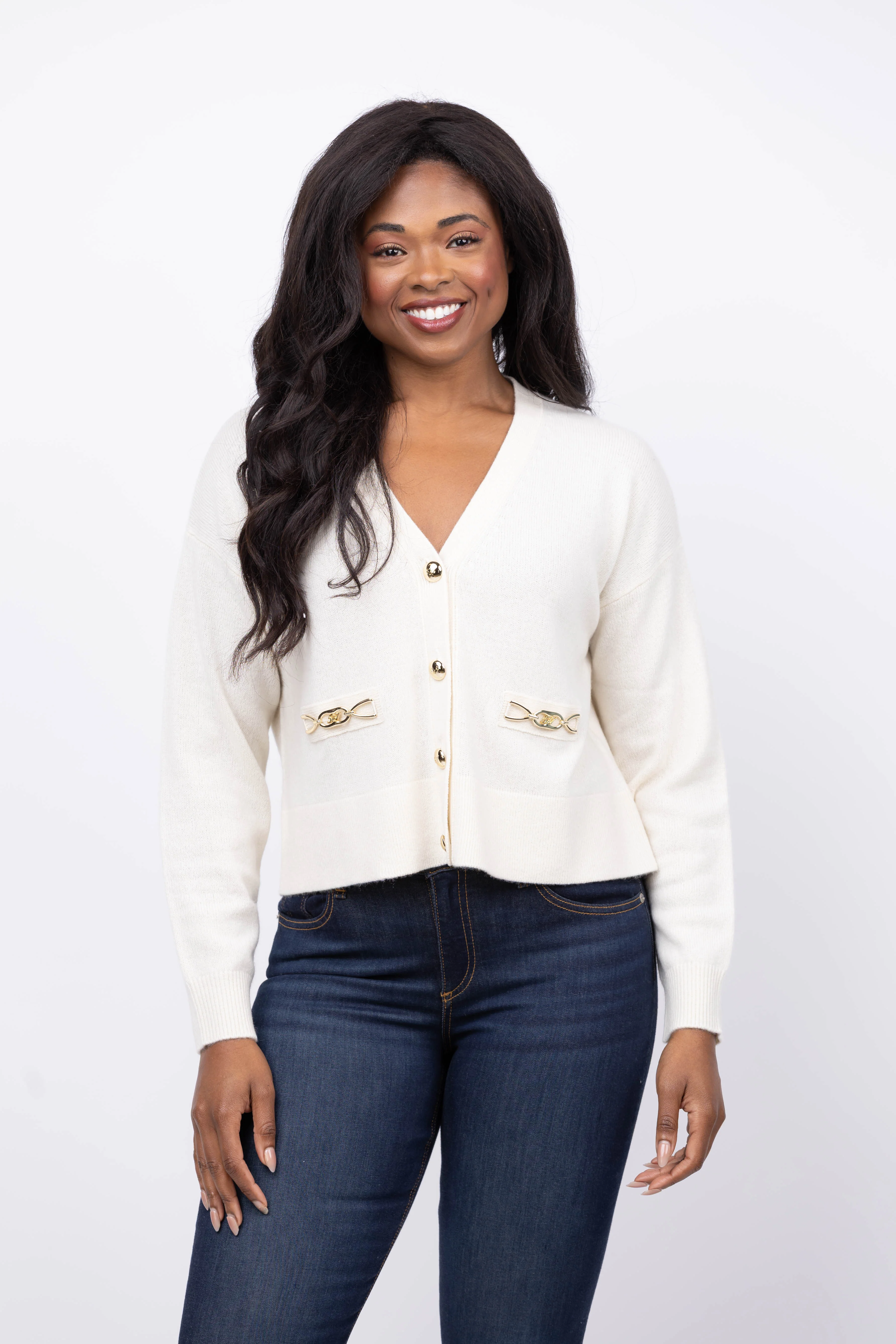 Certified Cinq à Sept Kavita Cashmere Cardigan in Ivory Selected