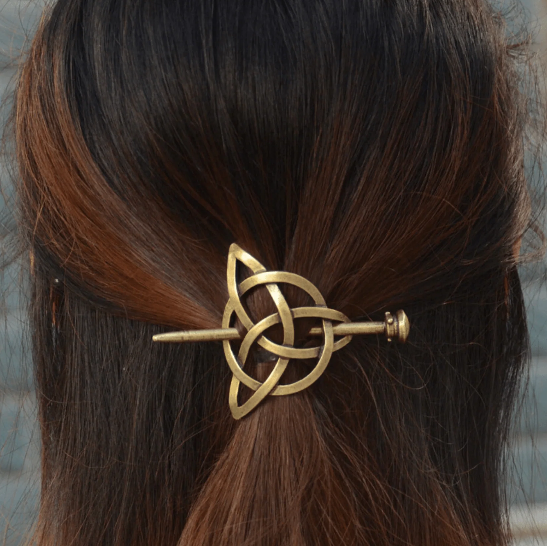 Detailed Bronze Eternity Hair Pin Recyclable