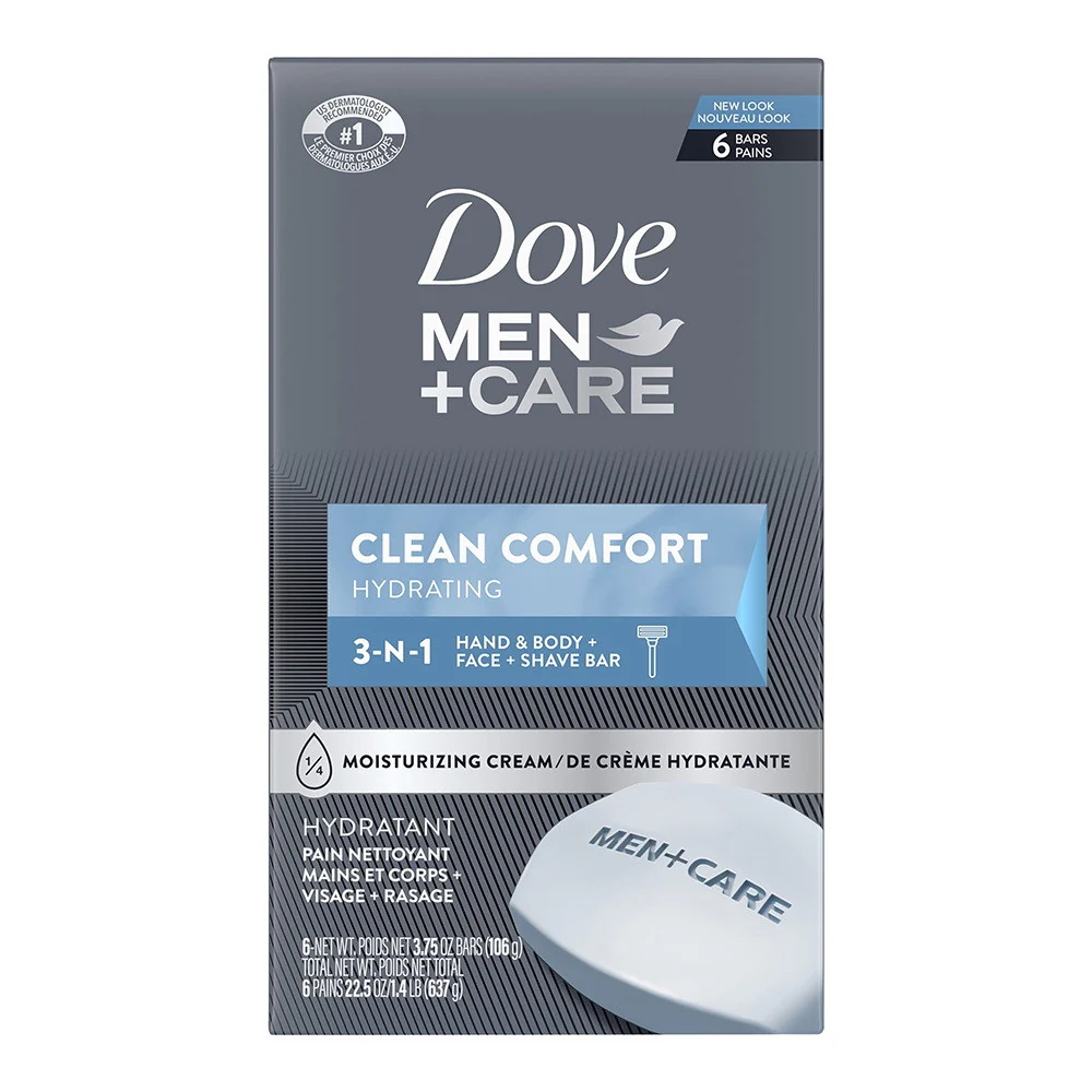 Verified Dove Men Care Body and Face Bar Clean Comfort 6 Ea 3.75 Oz Classic