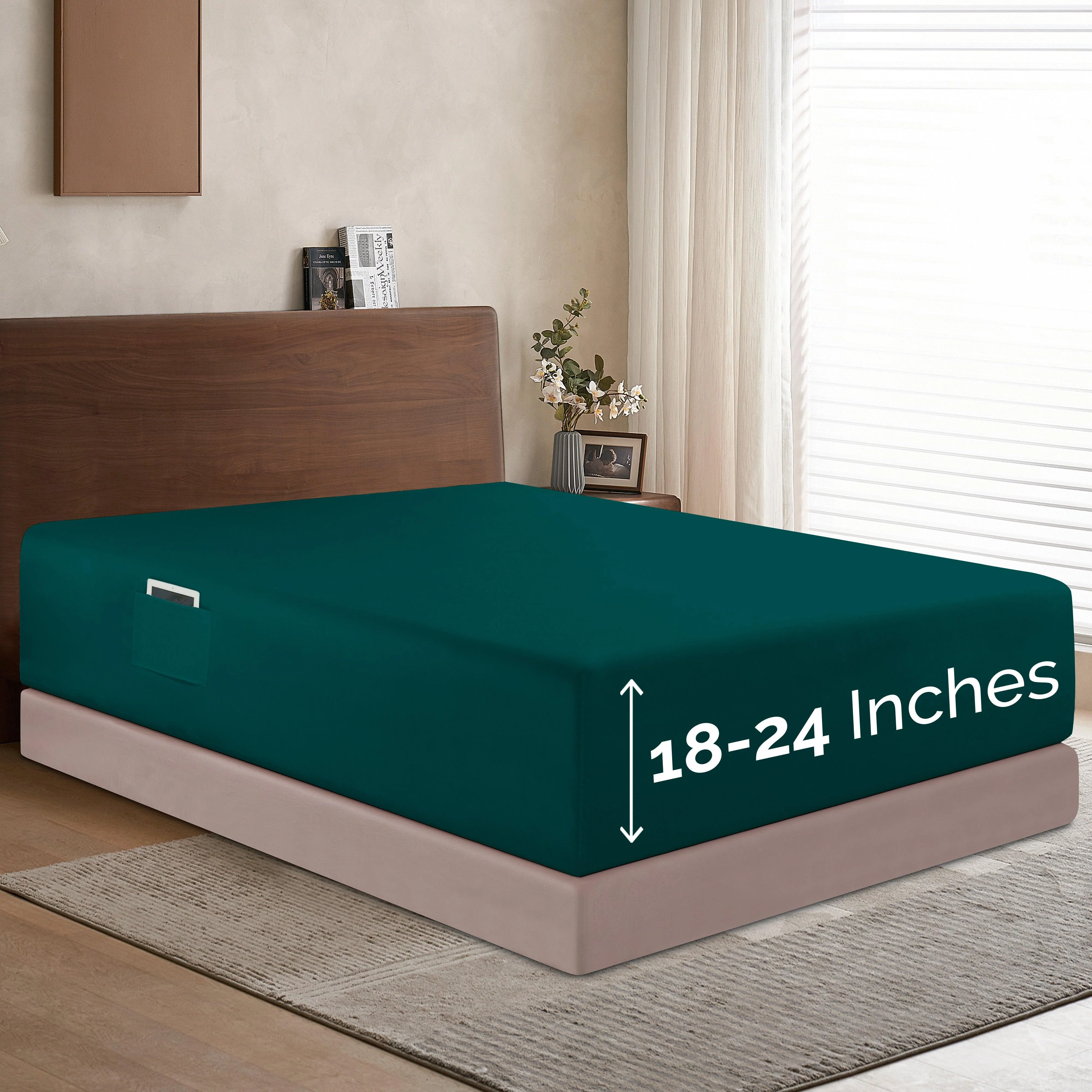 Carefully Designed Elegant Comfort Extra Deep Pocket 18 -24 Single Fitted Sheet for High Mattress Moody Shades Comfortable