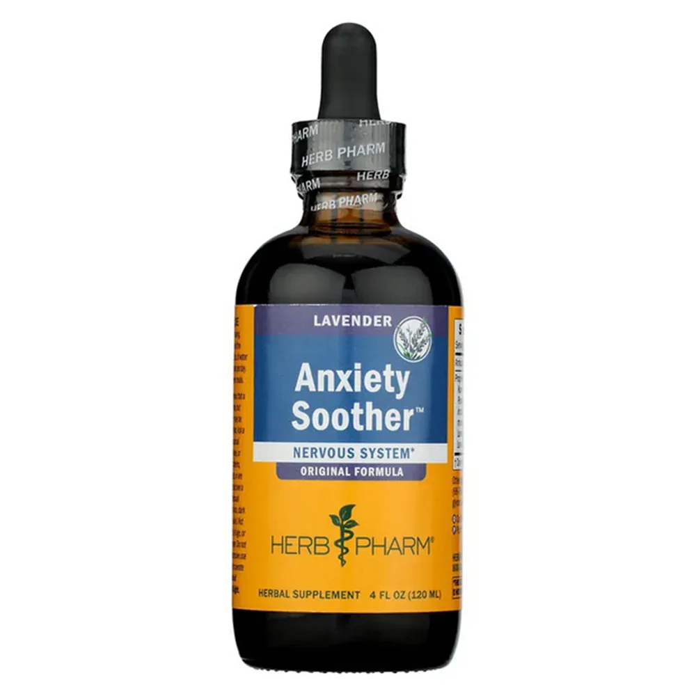 Effective Herb Pharm Anxiety Soother Formula Nervous System Herbal Supplement Lavender 4Oz 120ml Soft
