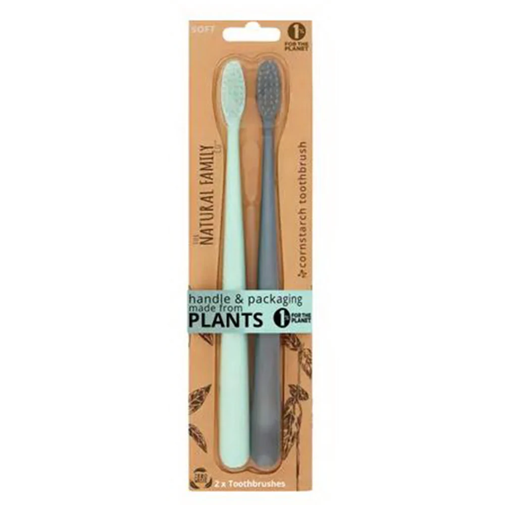 High-Quality The Natural Family Toothbrush Twin Pack Mixed Effectively Cleaning Teeth Assorted Colours 2Ea Crafted