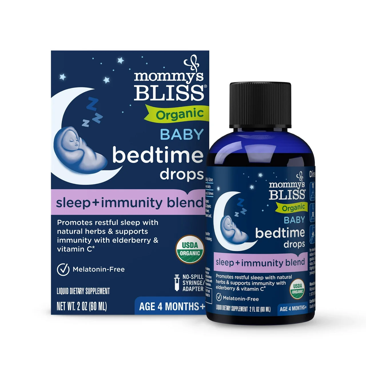 Professional Mommys Bliss Organic Baby Bedtime Drops Overnight Immunity Support 2 Oz Flexible
