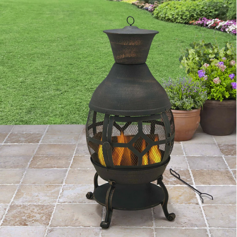Functional Modern Outdoor Cast Iron Chimenea Fireplace Lightweight