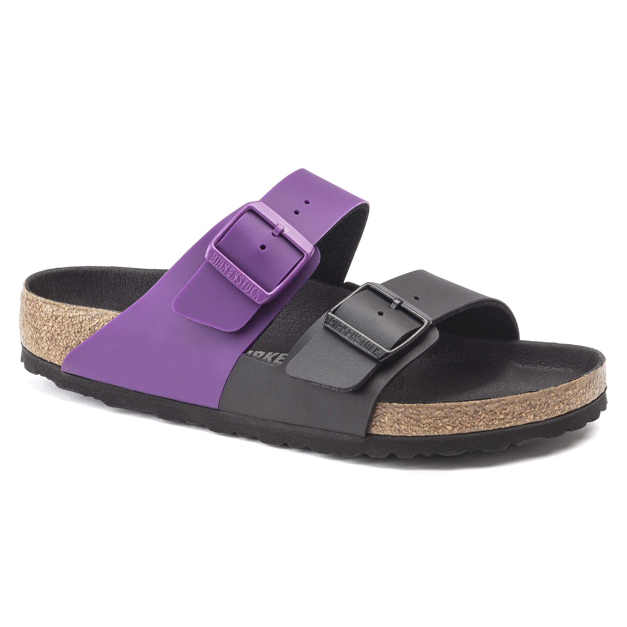 Unique Birkenstock Arizona Split Birko-Flor Icy Bright Violet Black Sandals Recyclable
