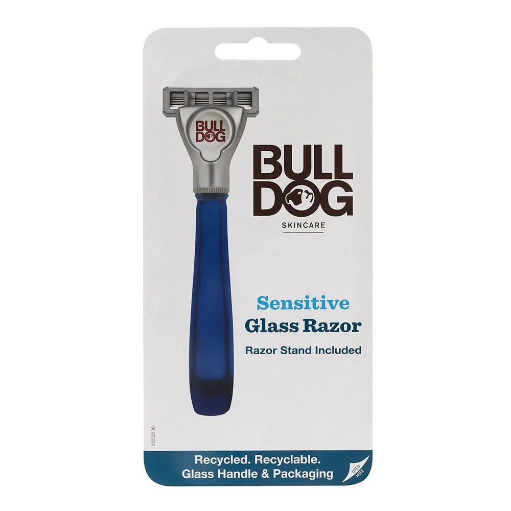 Selected Bulldog Mens Skincare Sensitive Glass Handle Razor with Razor Stand 1Ea Premium