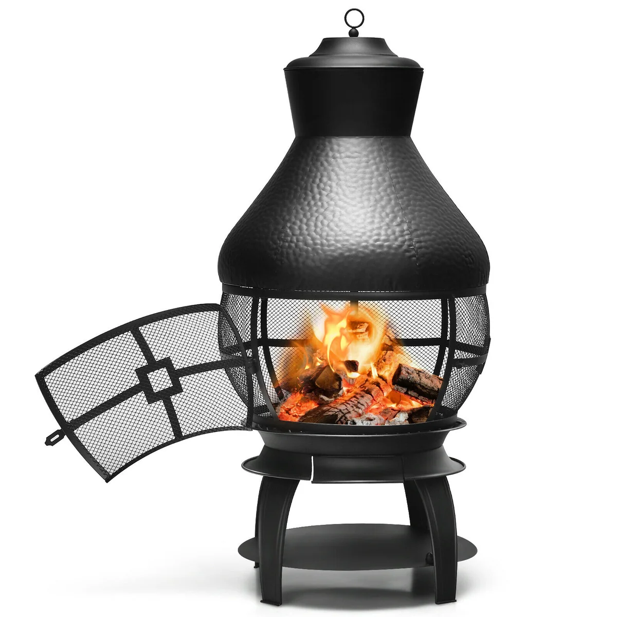 Modern Compact Cast Iron Outdoor Wood Burning Chimenea Fireplace Practical