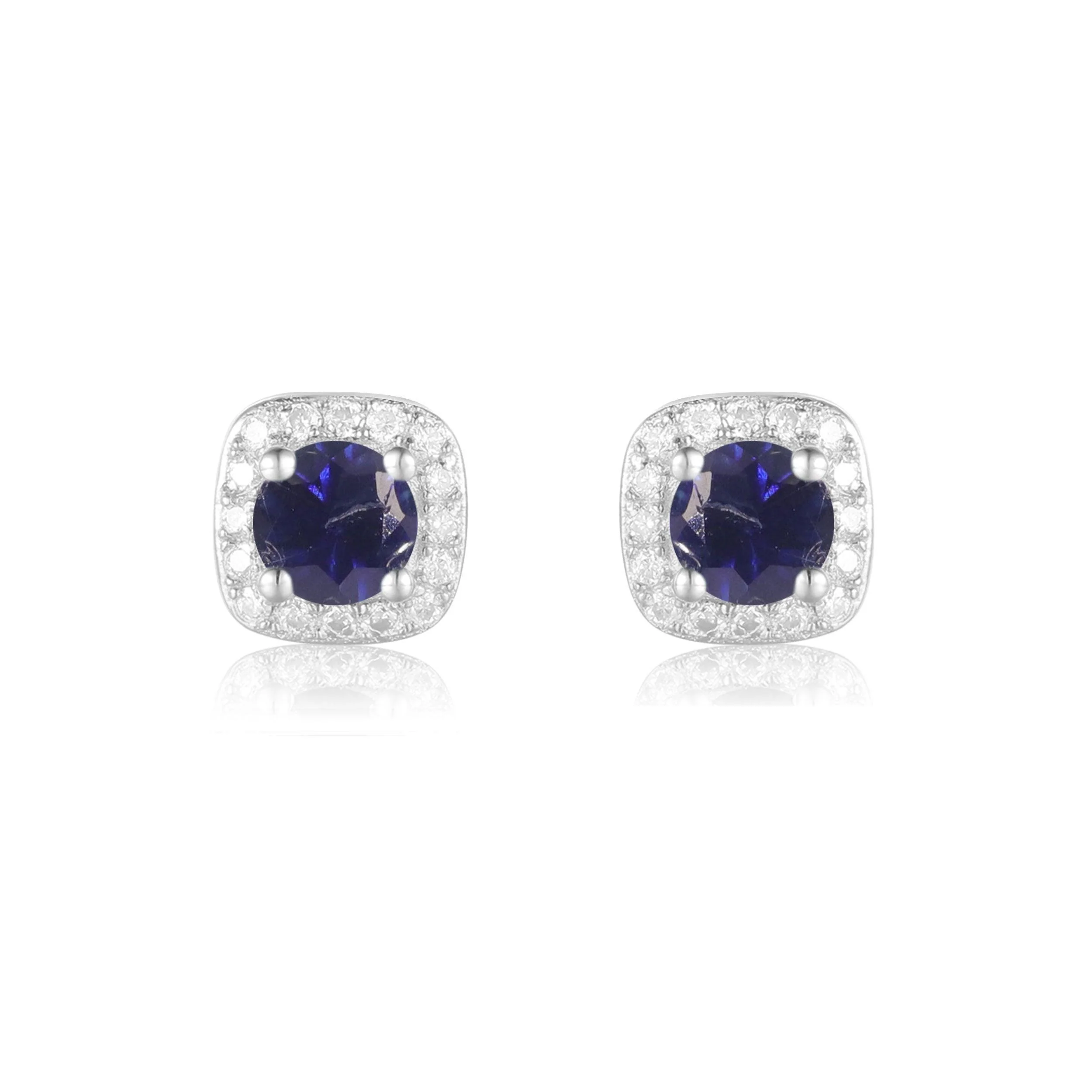 World-Class Small Sapphire Halo Stud Earrings Trendy