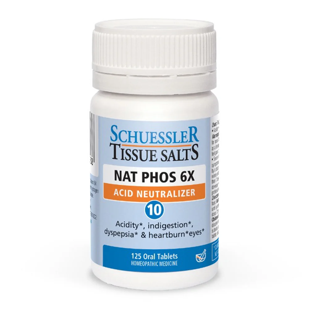 Versatile Schuessler Tissue Salts Nat Phos 6X Acid Neutralizer for Acidity and Indigestion Oral Tablets 125Ea Effective