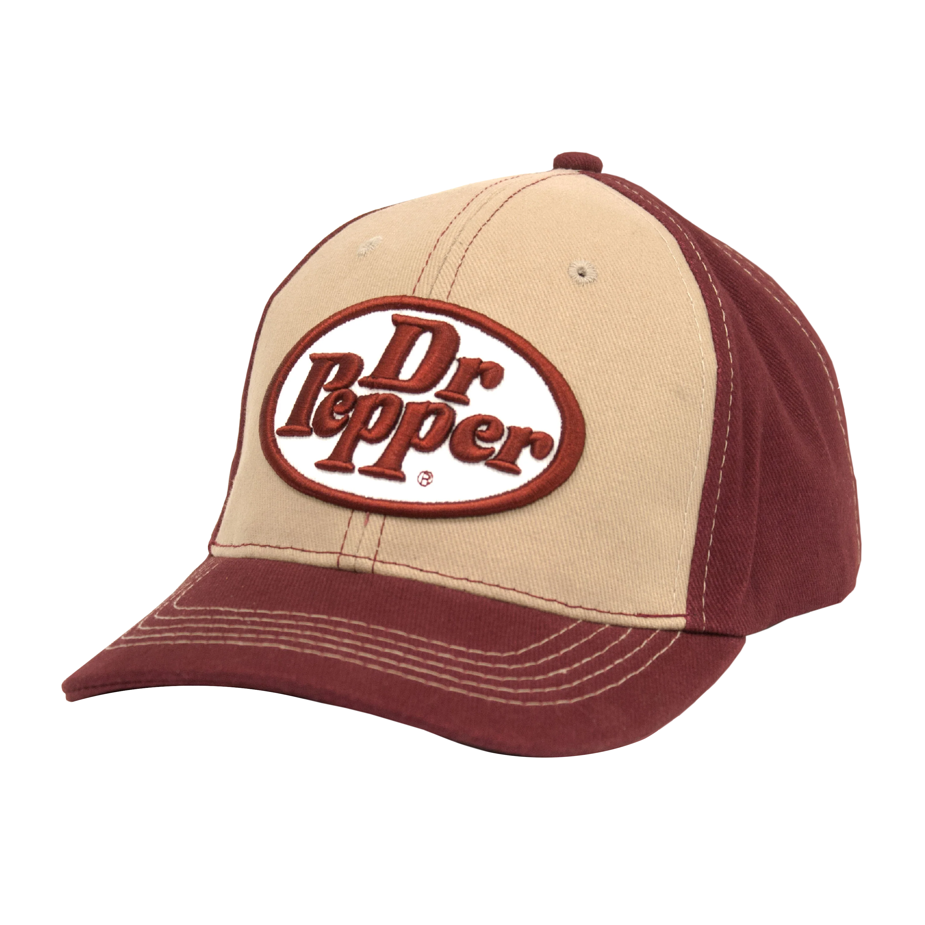 User-Friendly Dr Pepper Oval Logo Hat - Tan and Red Easy-to-Use