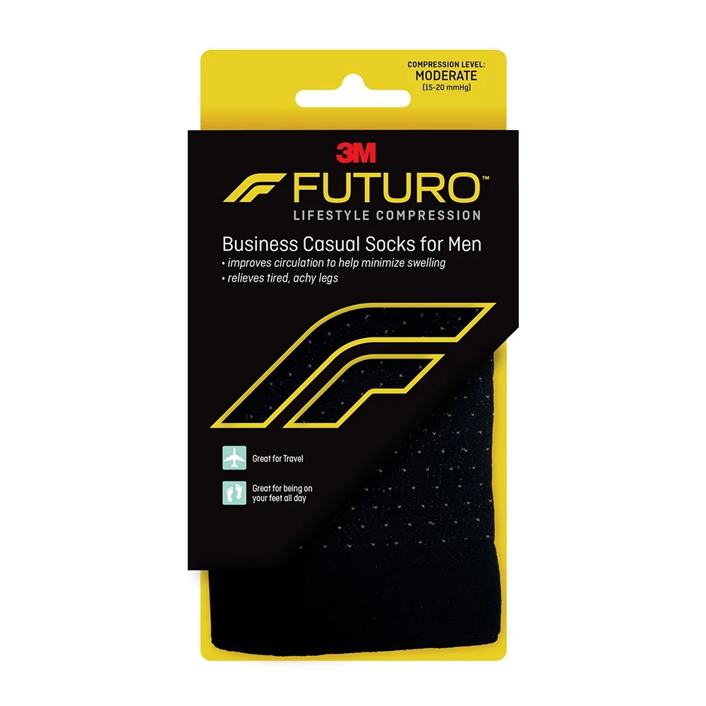 Unique 3M Futuro Mens Business Casual Pair Socks Black Helps Improve Circulation Relieve Swollen Ankles and Legs 1Ea Top-Quality