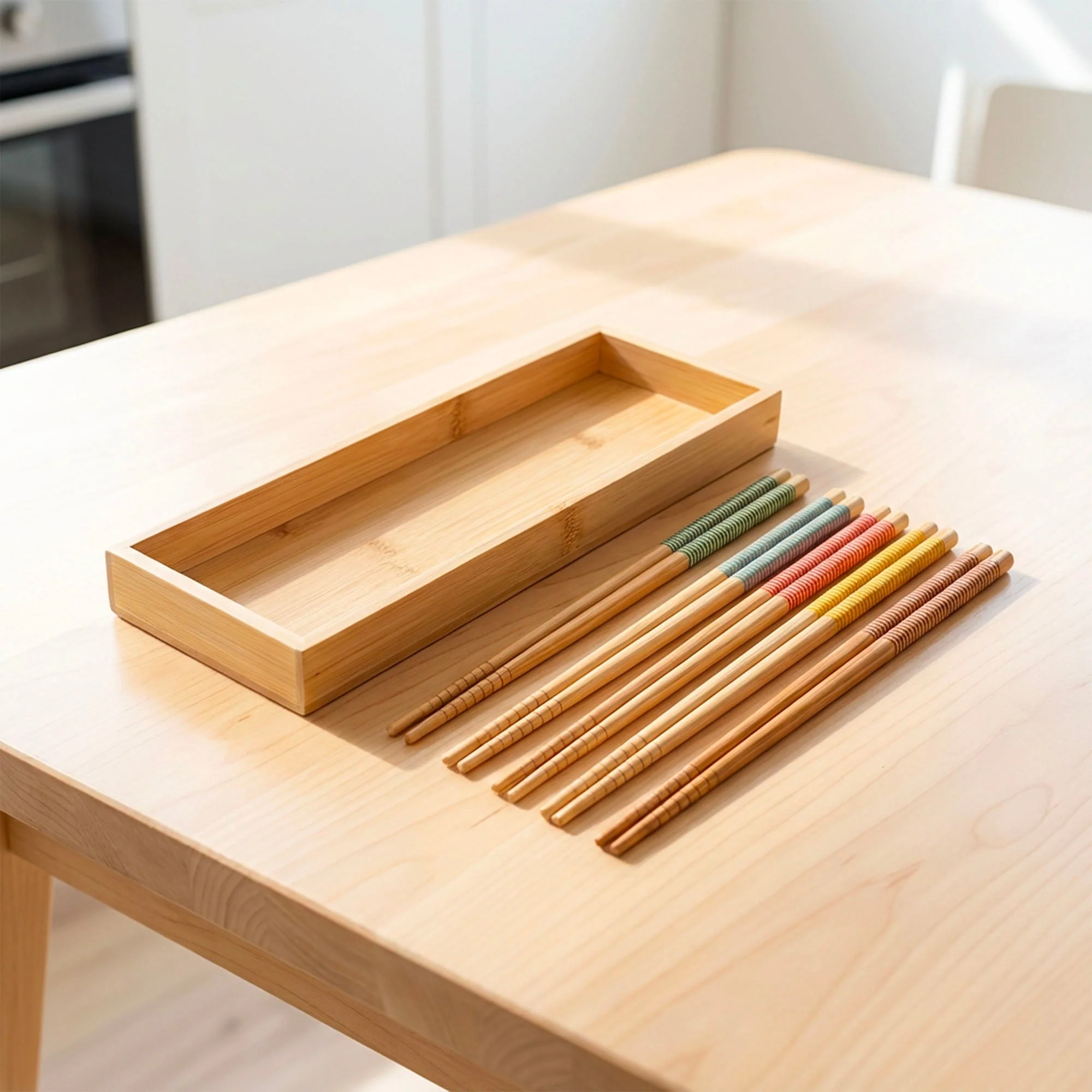 Premium Bamboo Chopstick Storage Box Large Reusable
