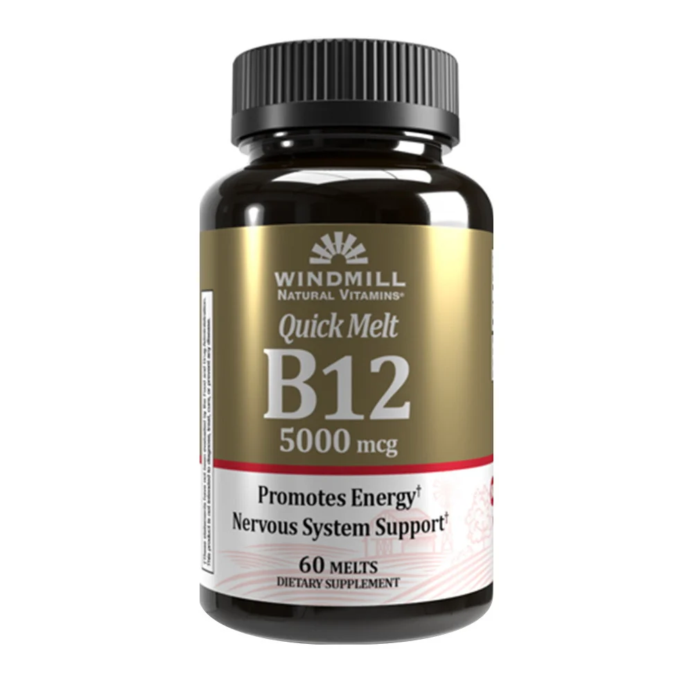 World-Class Windmill Quick Melt Vitamin B 12 5000 Mcg Melts 60 Ea Crafted