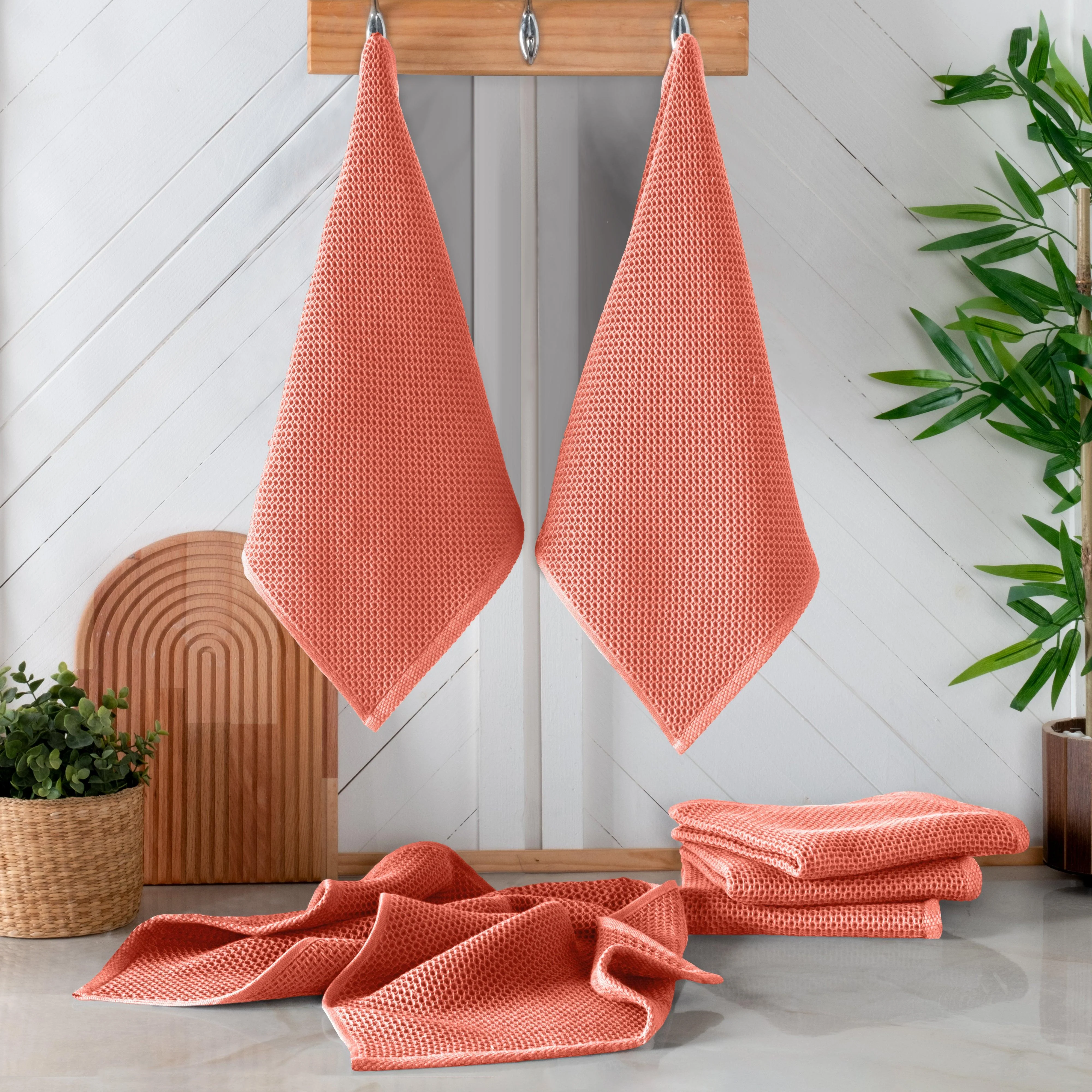 Healthy Elegant Comfort 6-Pack Turkish Cotton Waffle Wave Kitchen Towels Official