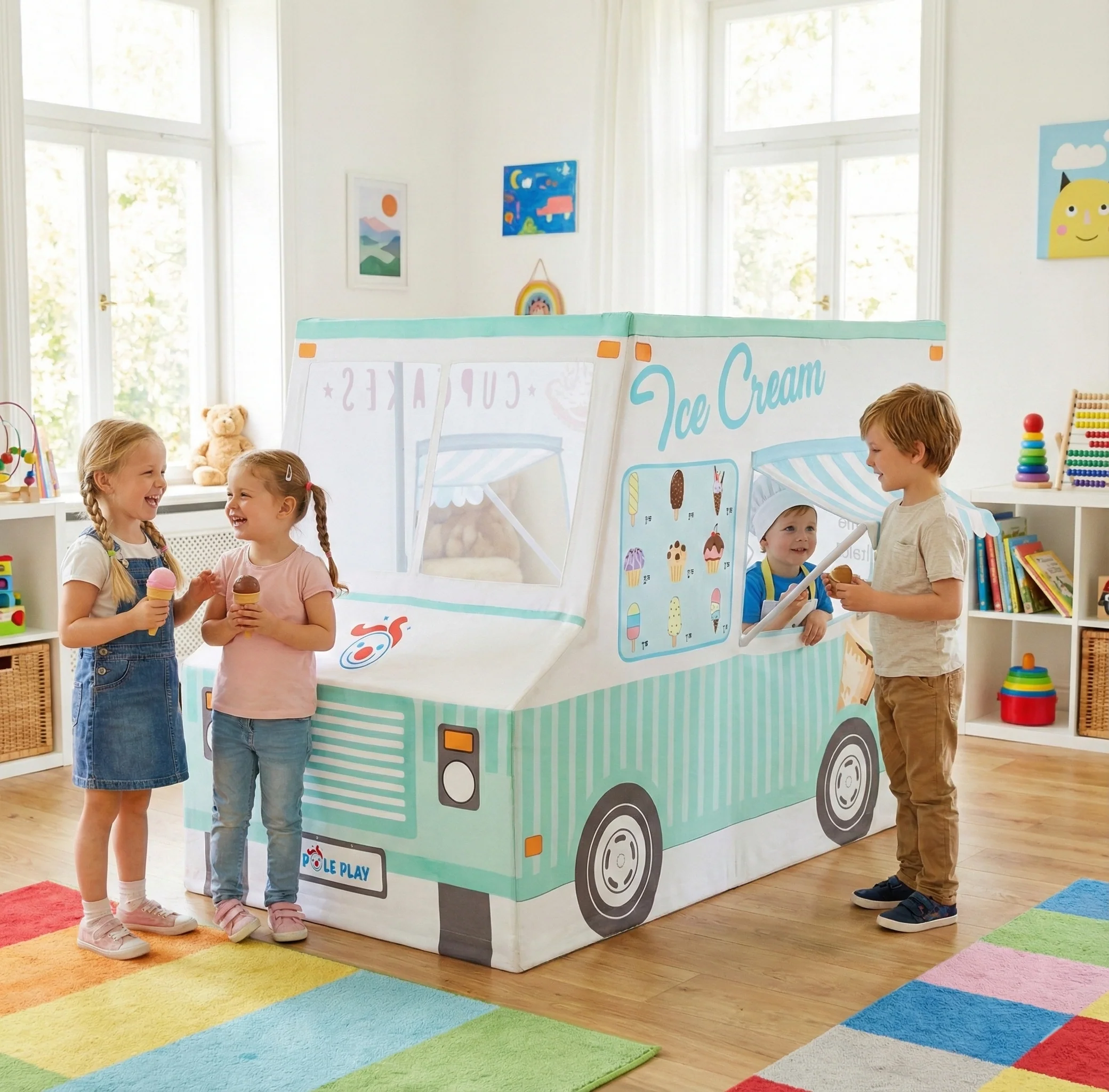Sophisticated Ice Cream Cupcake Truck Kids Playhouse Breathable