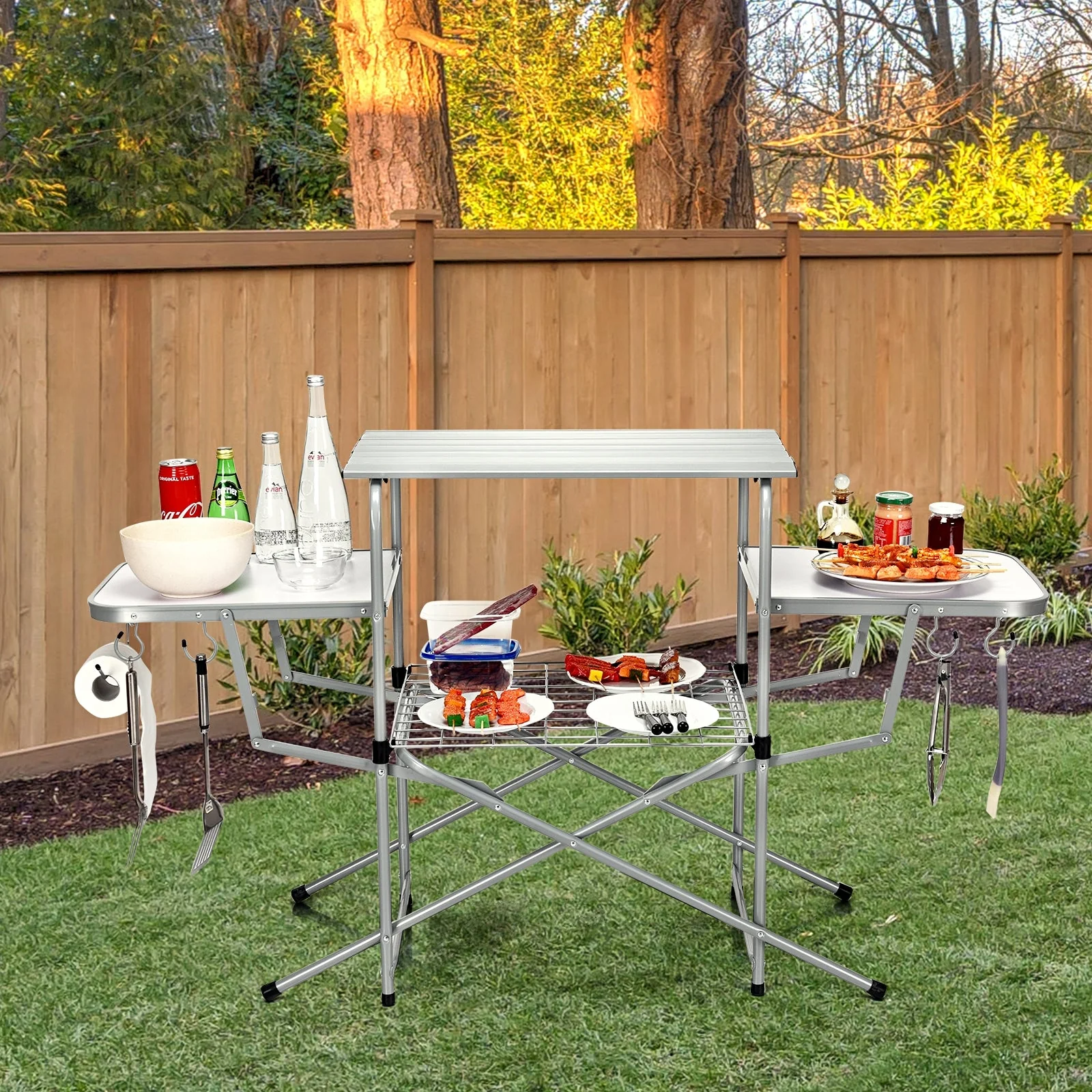 Durable Foldable Outdoor BBQ Table Grilling Stand Efficient