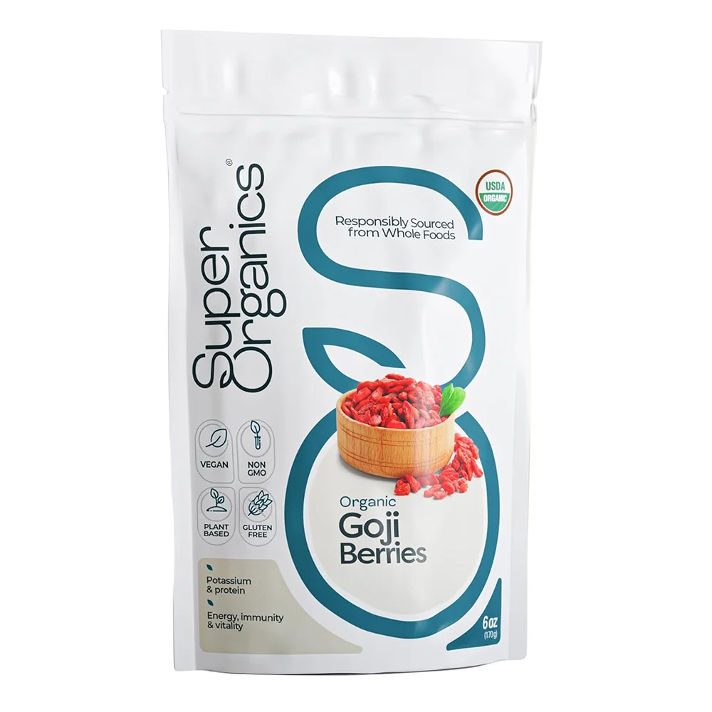 Unique Super Organics Goji Berries Rich in Potassium and Protein for Energy Immunity and Vitality 6Oz 170g Powerful