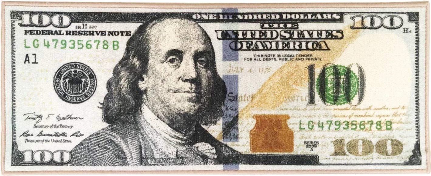 Practical 100 Dollar Bill Area Rug Mat 22 x 53 Optimized