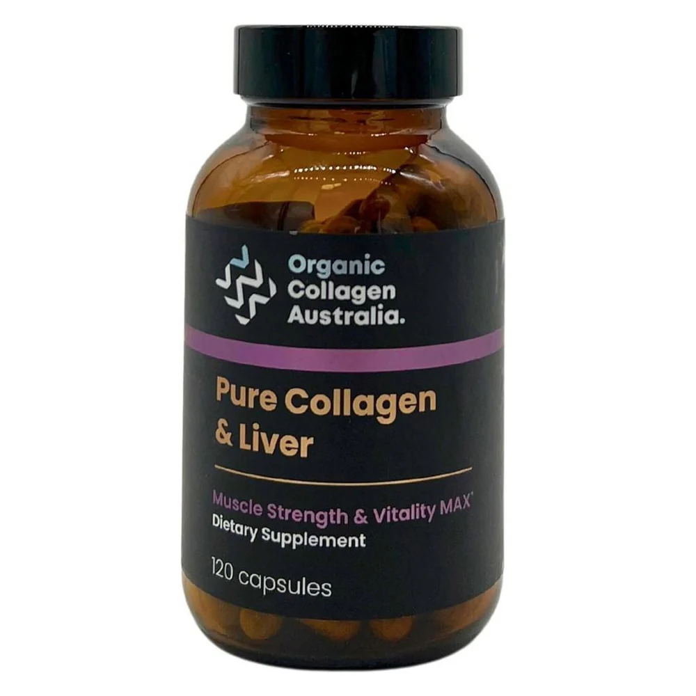 Fast Organic Collagen Australia Pure Collagen and Liver Capsules Muscle Strength and Vitality Max 120Ea Smooth