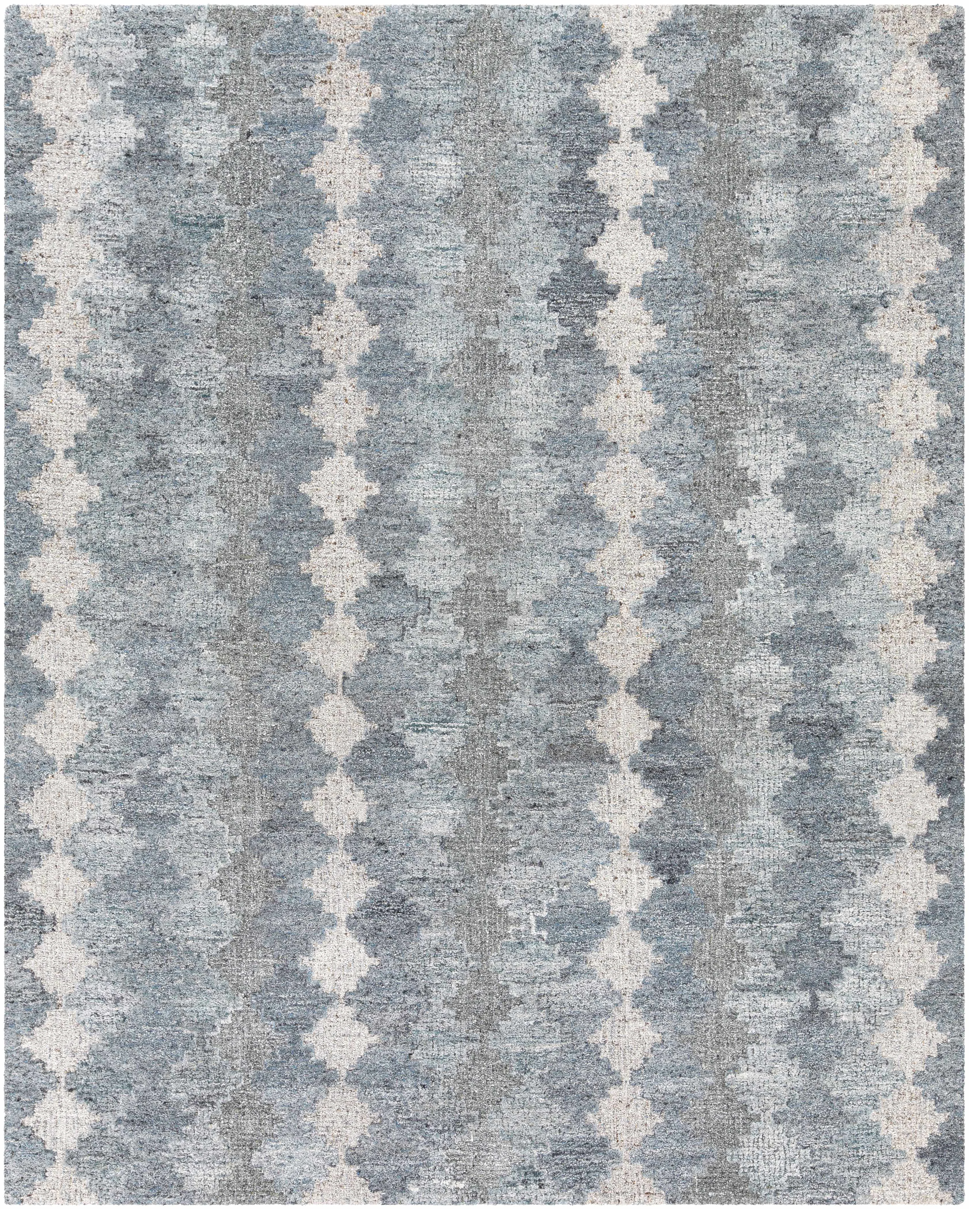 Casual Hale Gray Slate Diamonds Wool Viscose Rug - Enhanced