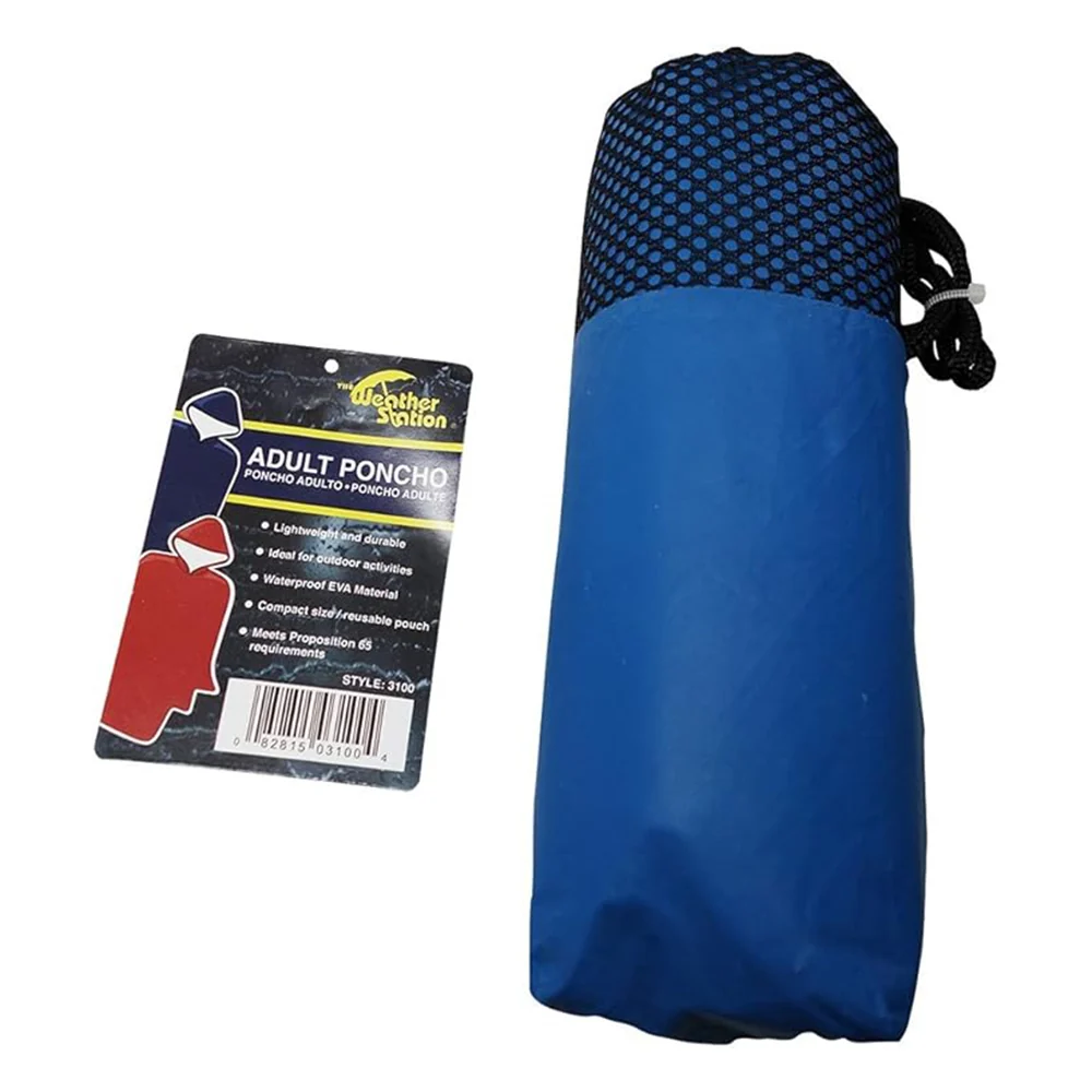 Elite The Weather Station Adult Rain Ponchos Lightweight Durable and Waterproof with Hood Assorted Colors 1Ea Convenient