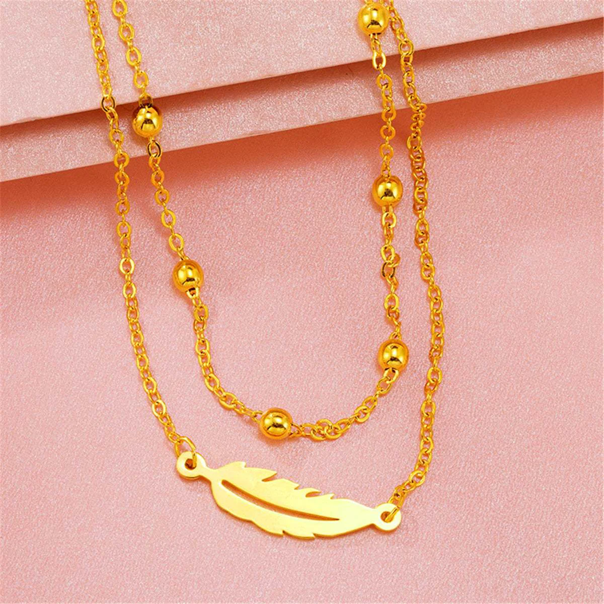 Verified 24k Goldtone Feather Layered Anklet Innovative