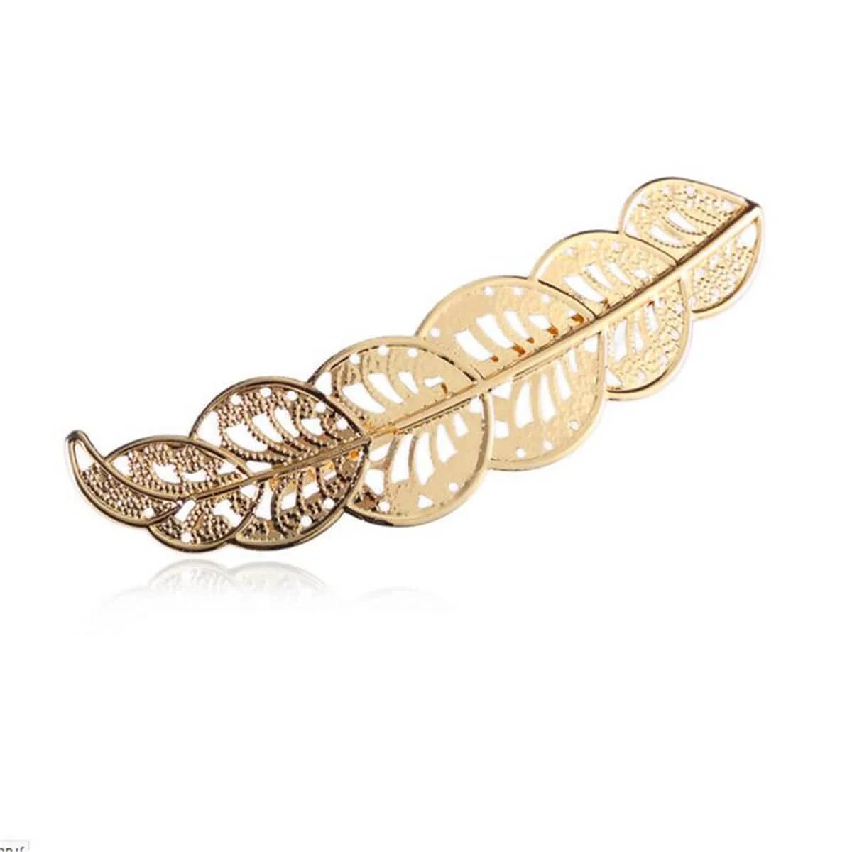 Pure Goldtone Textured Open-Leaf Hair Clip Luxury