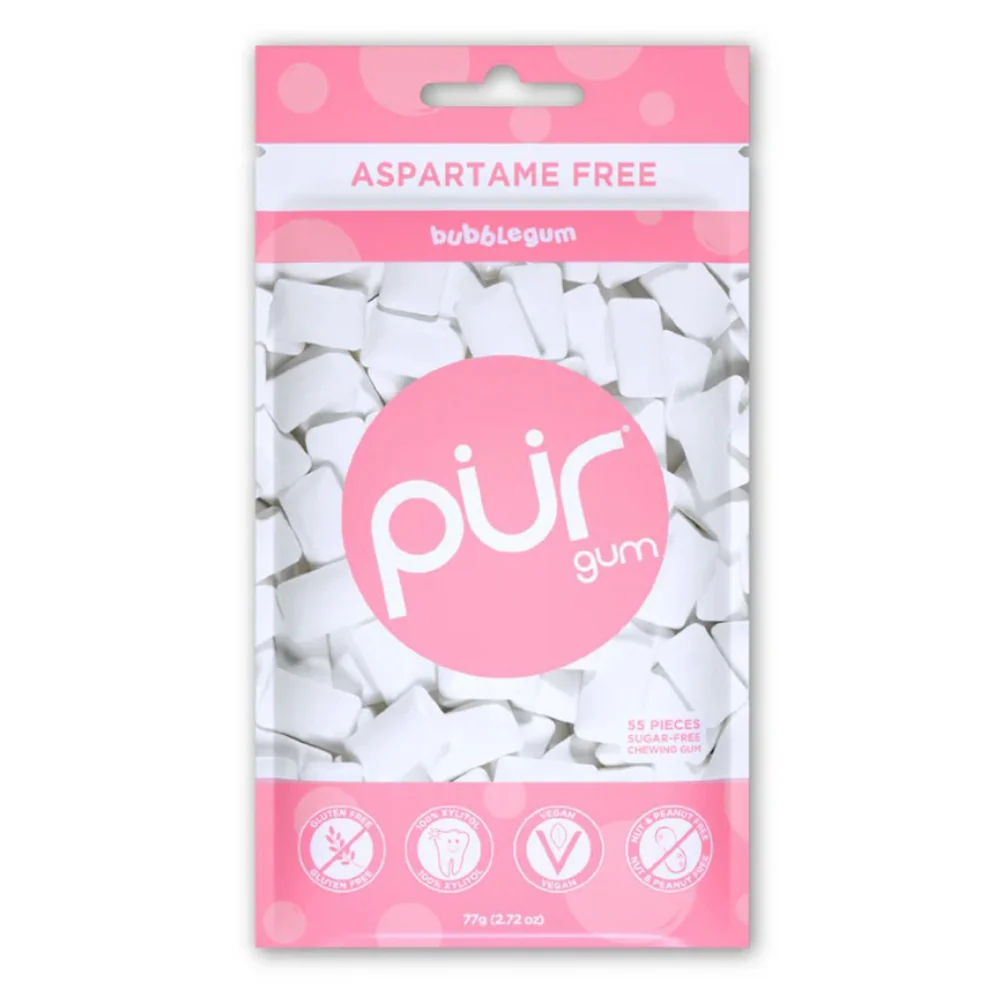 Elite PUR Bubblegum Chewing Gum for Fresh Breath and Oral Care 2.72Oz 77g 55Ea Solid