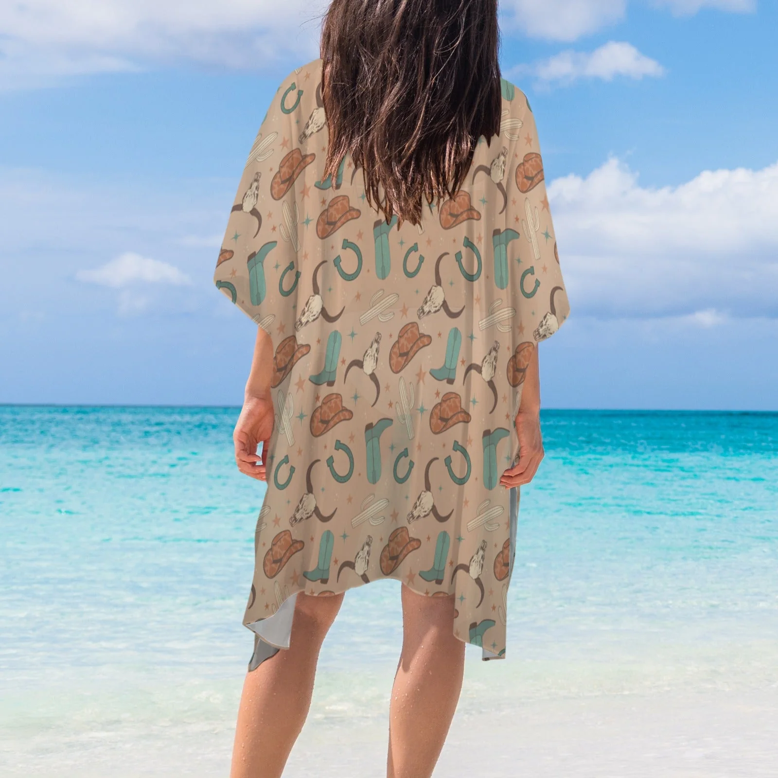 Verified Baha Ranch Totally Western Duster Kimono Coverup Enhanced