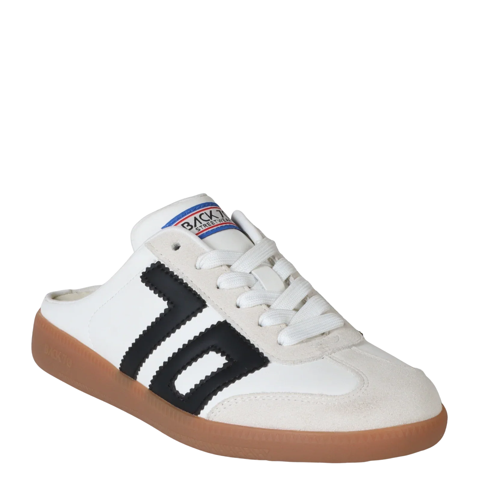 Advanced Back 70 Easter Backless Sneaker in White Black Enhanced